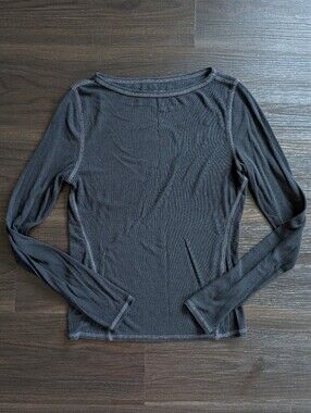 Abercrombie & Fitch Black Contrast Stitch Long Sleeve Top Y2K Style Fall Small